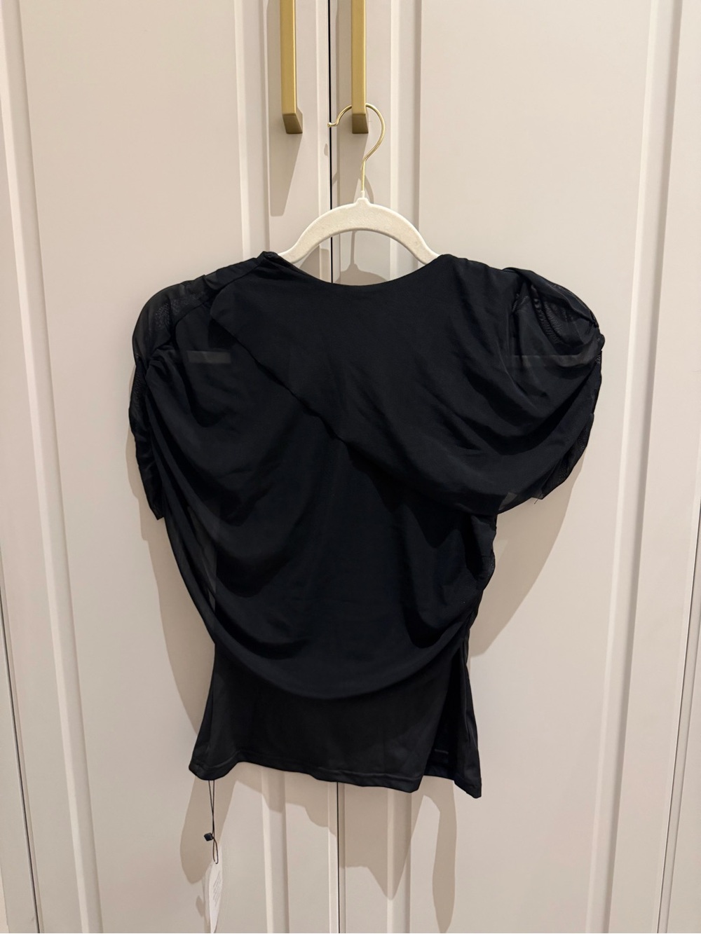 superdown Black Draped Short Sleeve Blouse